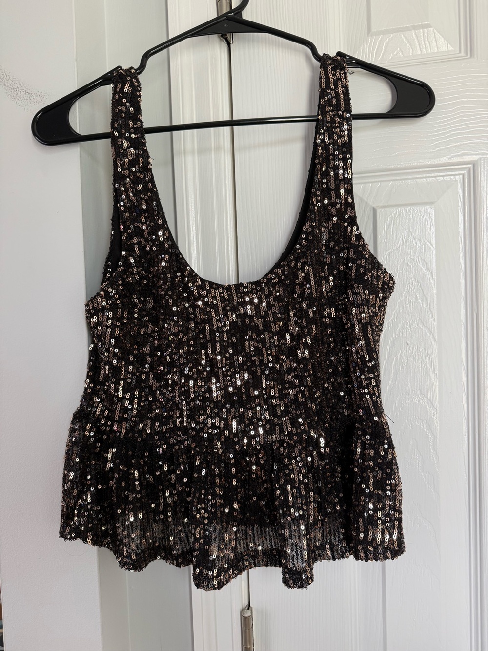 Altar'd State Black Sequin Scoop Neck Tank